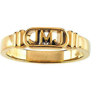 14k Yellow Gold Jesus, Mary and Joseph Ring Size 10