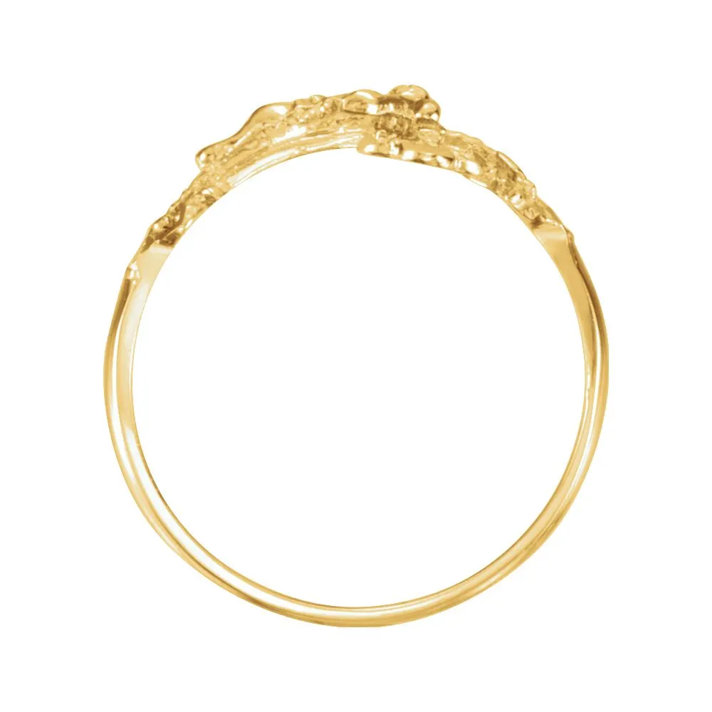 14k Yellow Gold Ladies Crucifix Ring, Size 7
