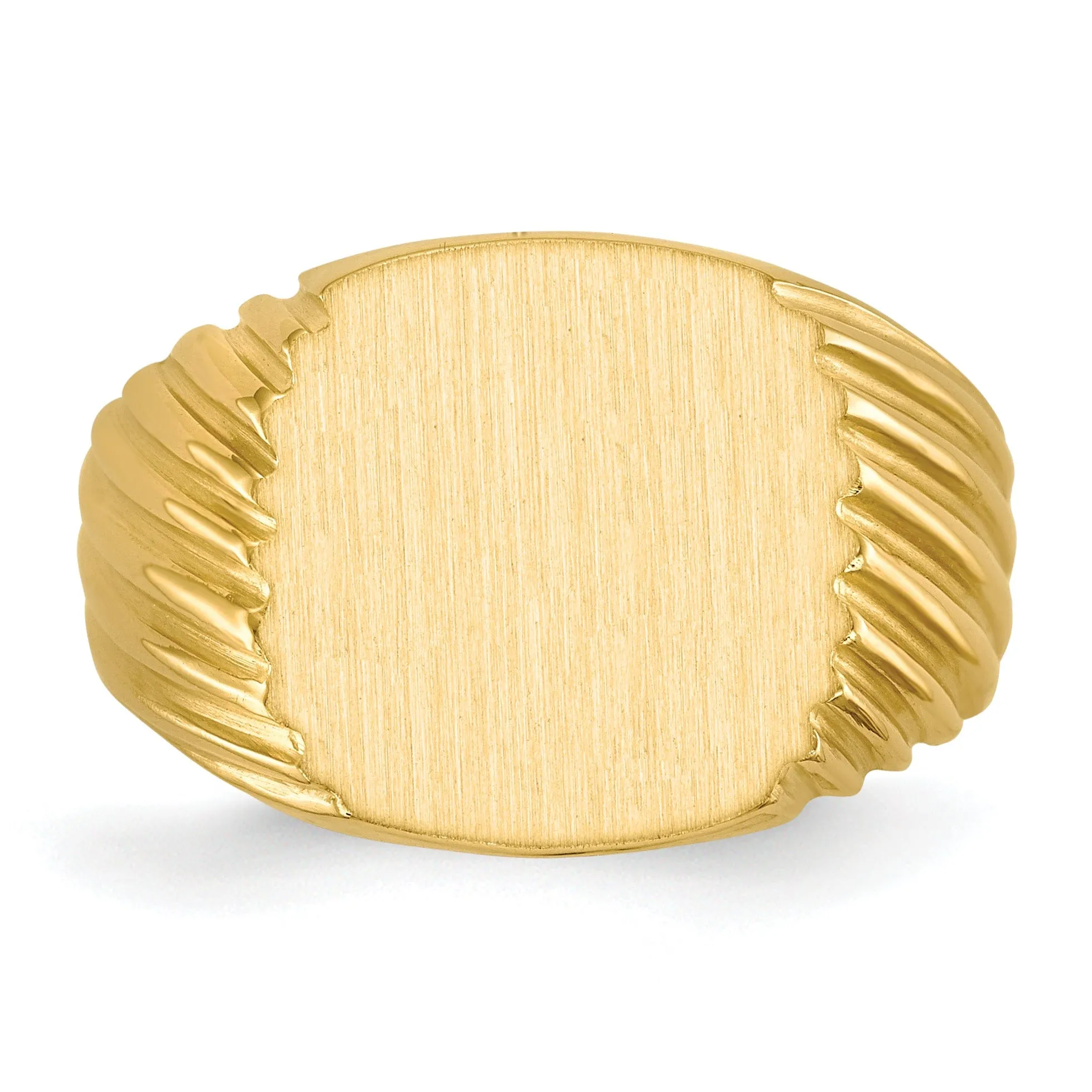 14k Yellow Gold Men's Open Back Signet Ring