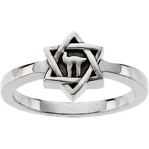 14k Yellow Gold Star of David Ring , Size 7
