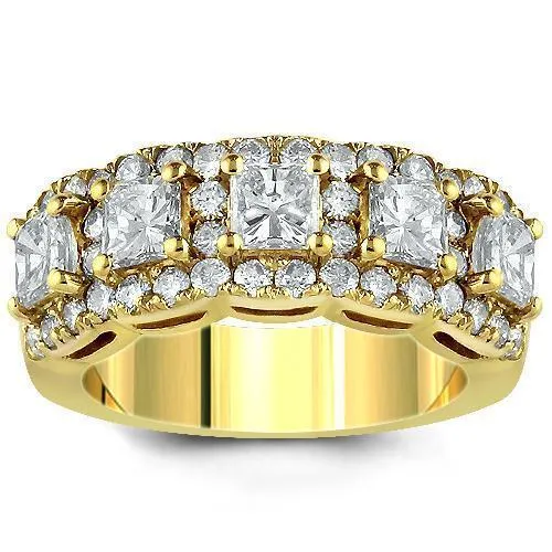 14K Yellow Solid Gold Womens Diamond Wedding Ring Band 2.70 Ctw