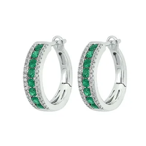 14KT White Gold & Diamond Classic Book 3 Row Fashion Earrings  - 1/5 ctw