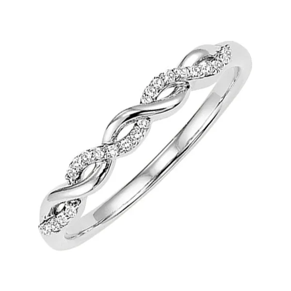 14KT White Gold & Diamond Classic Book Stackable Fashion Ring  - 1/10 ctw