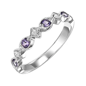 14KT White Gold & Diamond Classic Book Stackable Fashion Ring  - 1/10 ctw