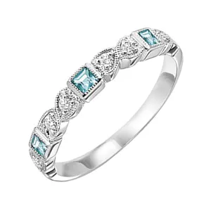 14KT White Gold & Diamond Classic Book Stackable Fashion Ring  - 1/10 ctw
