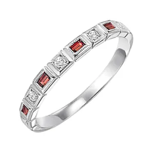 14KT White Gold & Diamond Classic Book Stackable Fashion Ring  - 1/10 ctw