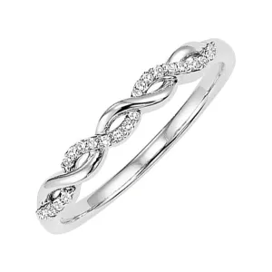 14KT White Gold & Diamond Classic Book Stackable Fashion Ring  - 1/10 ctw