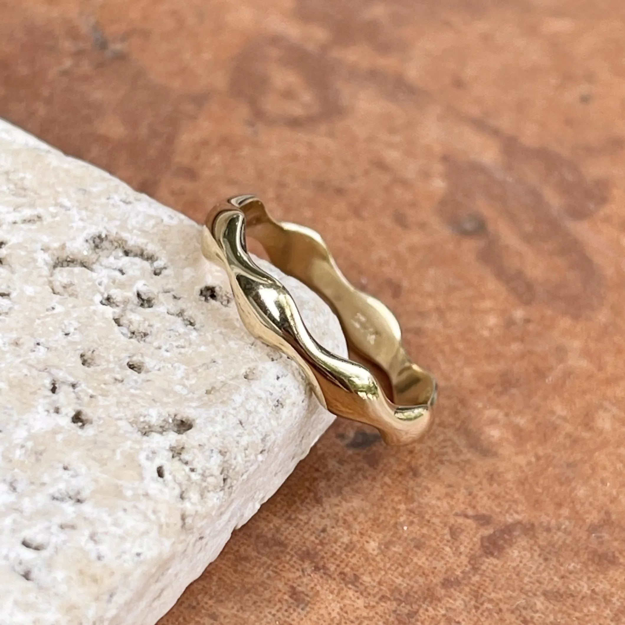 14KT Yellow Gold Eternity Wave Stacking Band Ring