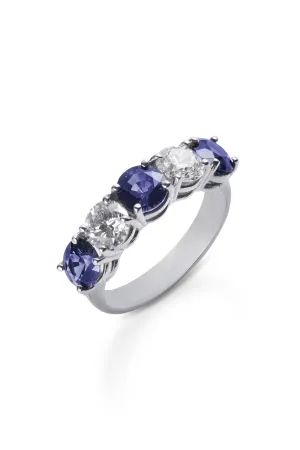 14KW Diamond and Sapphire Band