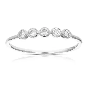 1/5 cttw Diamond Engagement Ring for Women, Round Lab Grown Diamond Engagement Ring in .925 Sterling Silver, Bezel Setting