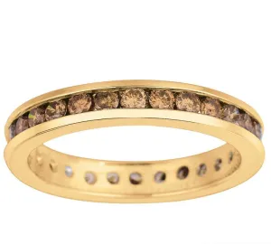 1.50 Carat Champagne Diamond Eternity Ring Band 14K Yellow Gold Channel set