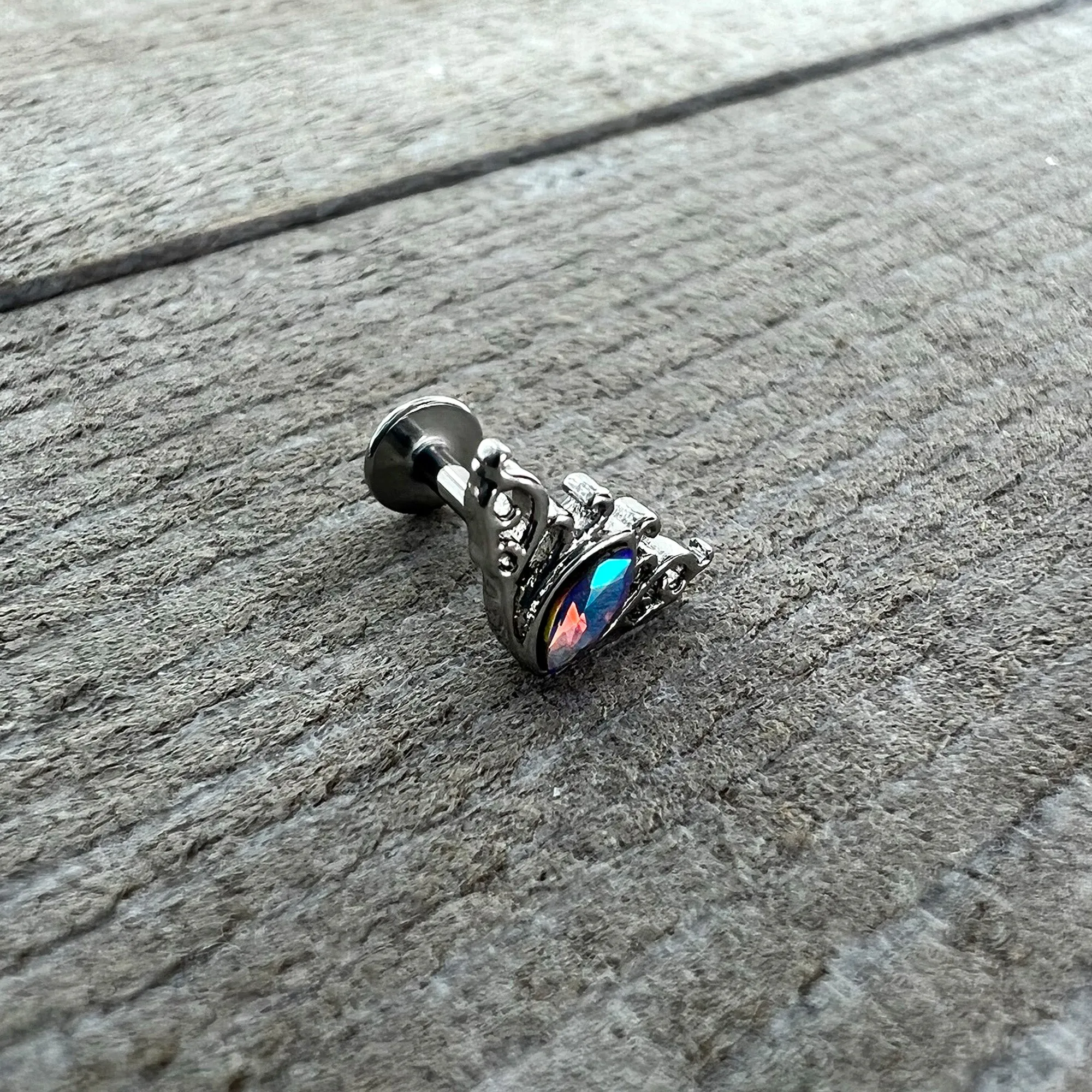 16 Gauge 1/4 Aurora Gem Deco Waves Labret