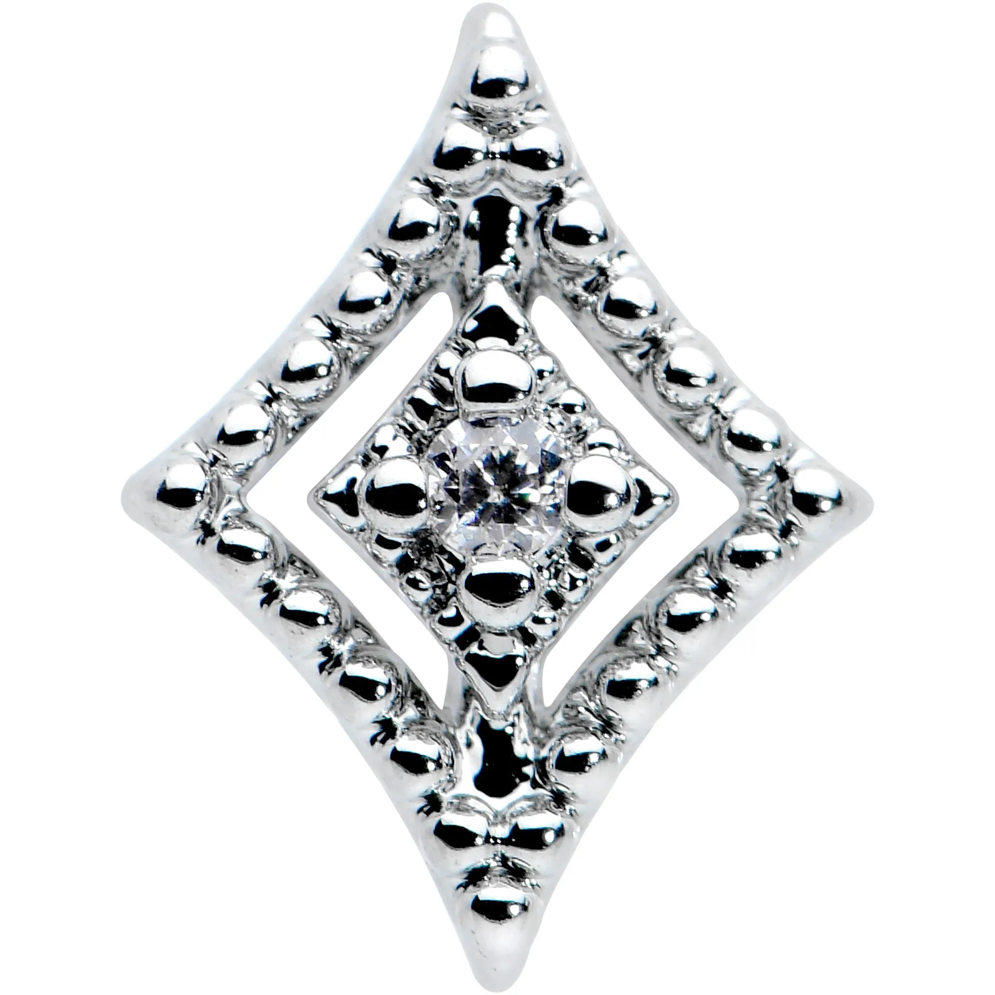 16 Gauge 5/16 Clear Gem Deco Textured Rhombus Labret Monroe Tragus