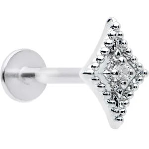 16 Gauge 5/16 Clear Gem Deco Textured Rhombus Labret Monroe Tragus