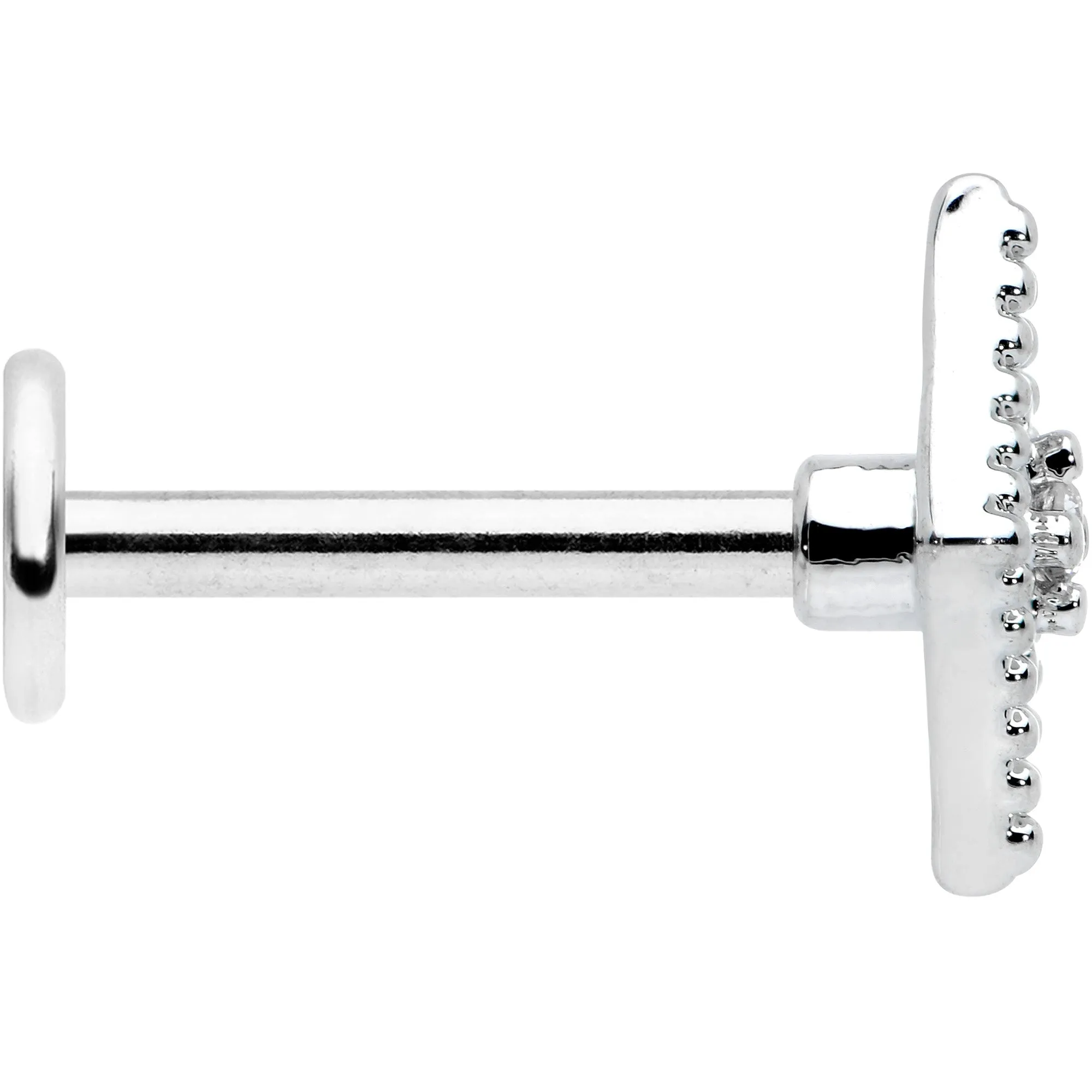 16 Gauge 5/16 Clear Gem Deco Textured Rhombus Labret Monroe Tragus