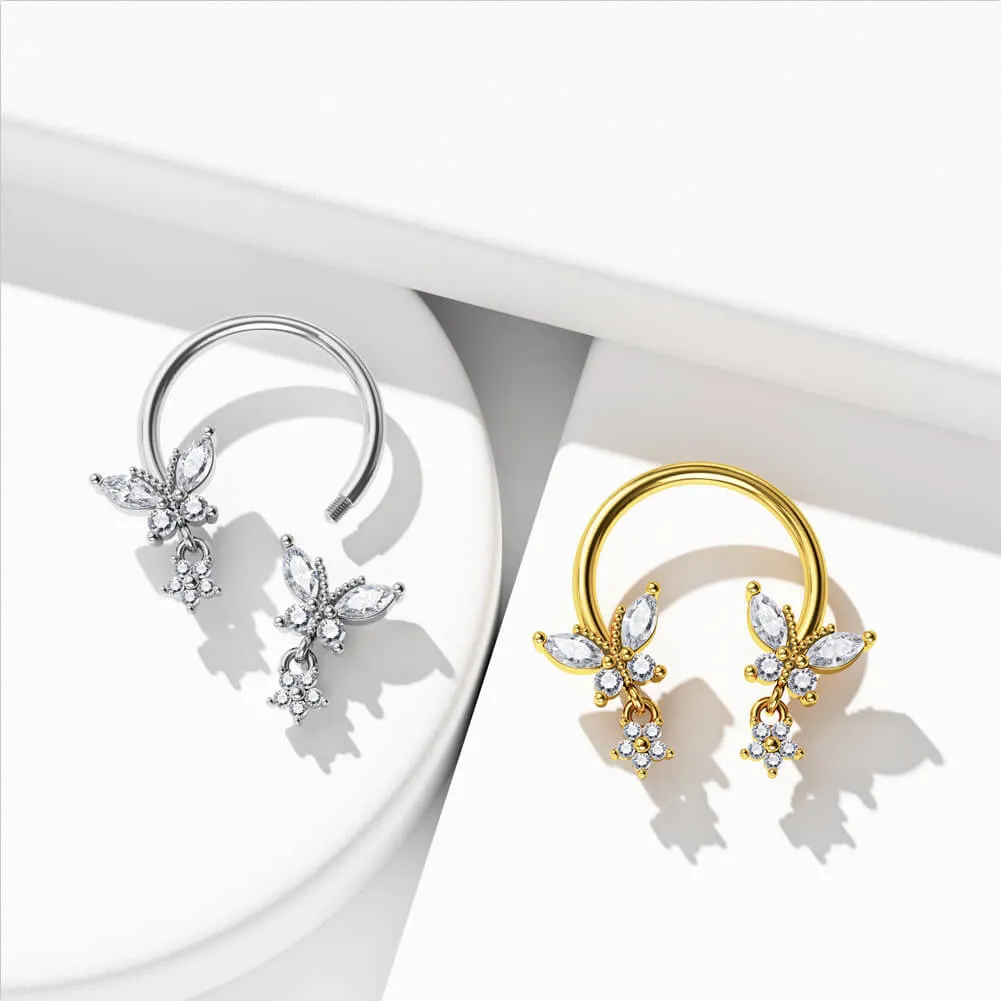 16G Butterfly Dangle Star Horseshoe Septum Rings