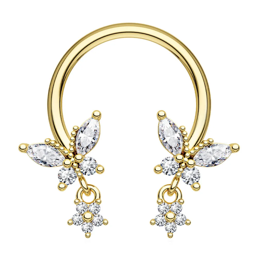 16G Butterfly Dangle Star Horseshoe Septum Rings