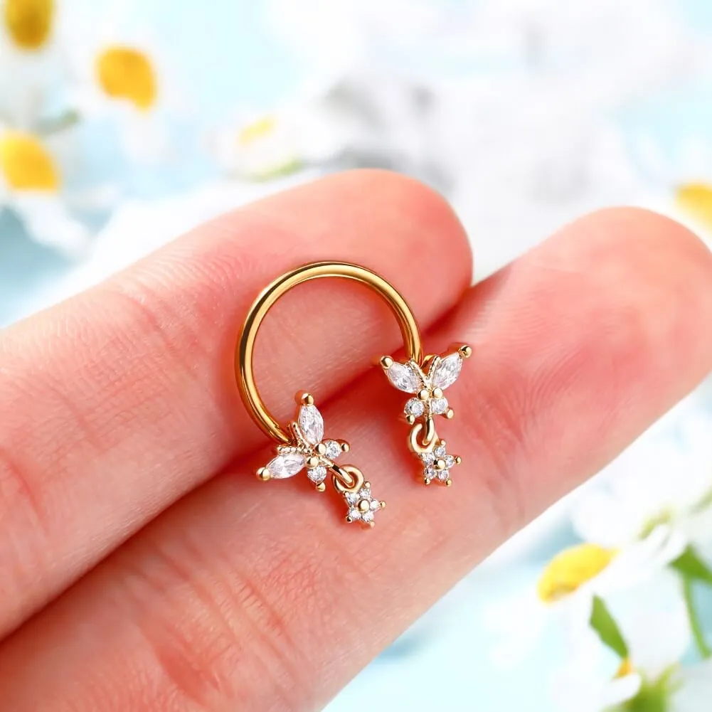 16G Butterfly Dangle Star Horseshoe Septum Rings