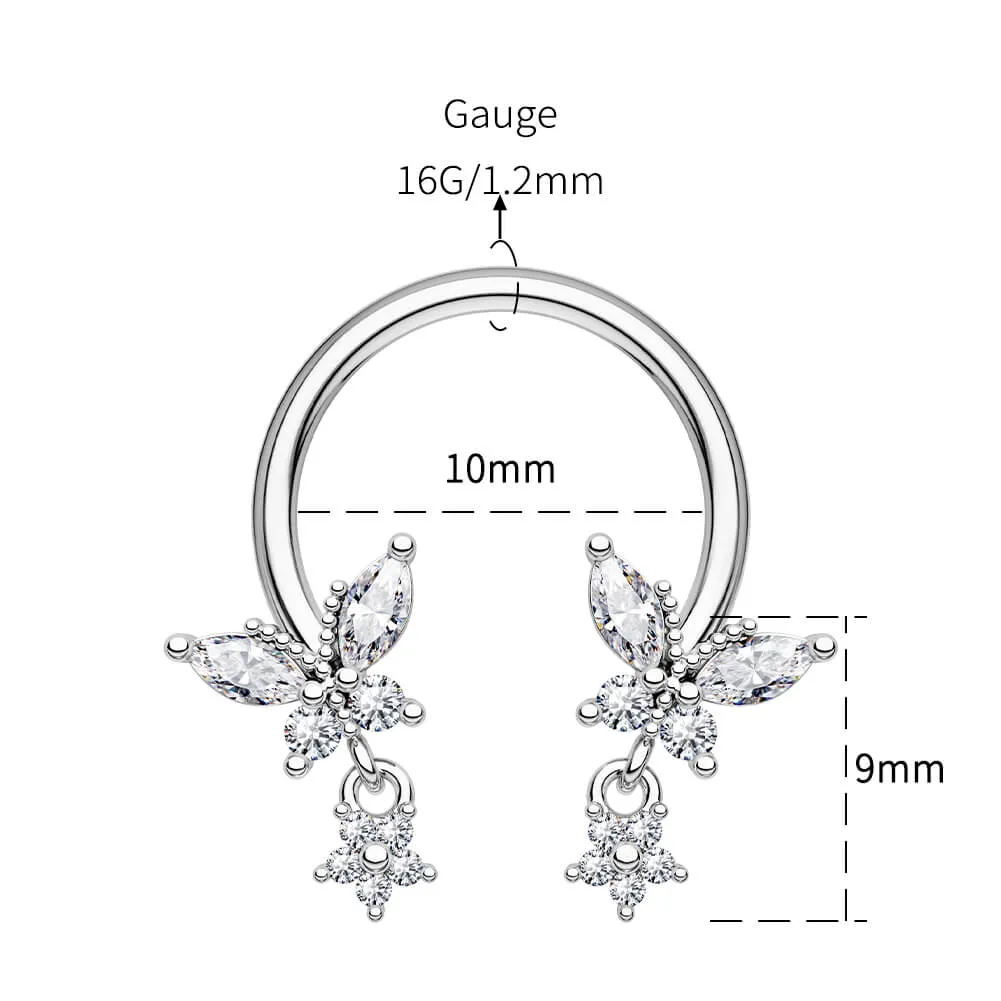 16G Butterfly Dangle Star Horseshoe Septum Rings