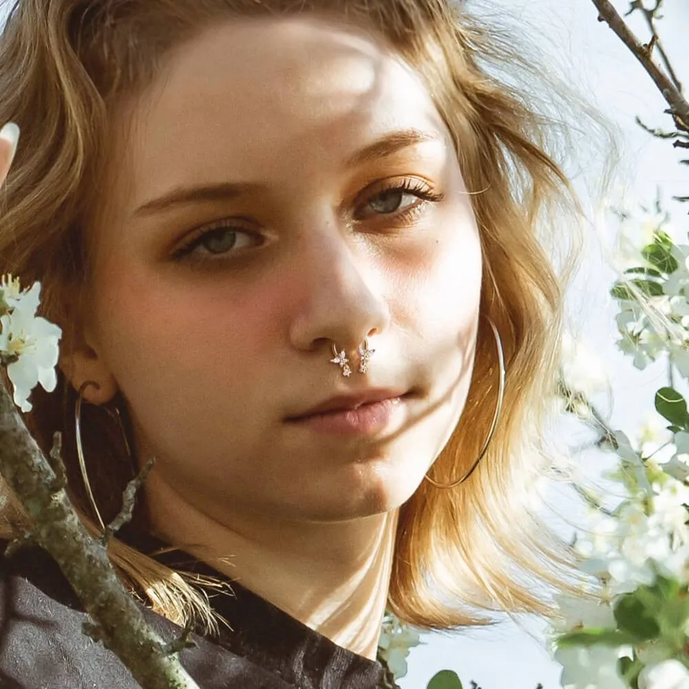 16G Butterfly Dangle Star Horseshoe Septum Rings