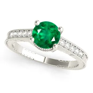 1.75 ct. Genuine Emerald Ring With Diamond Band