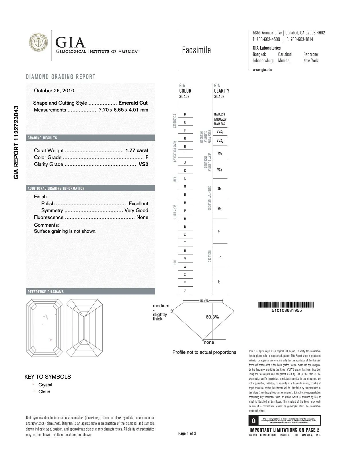 1.77CT EMERALD CUT ENGAGEMENT RING