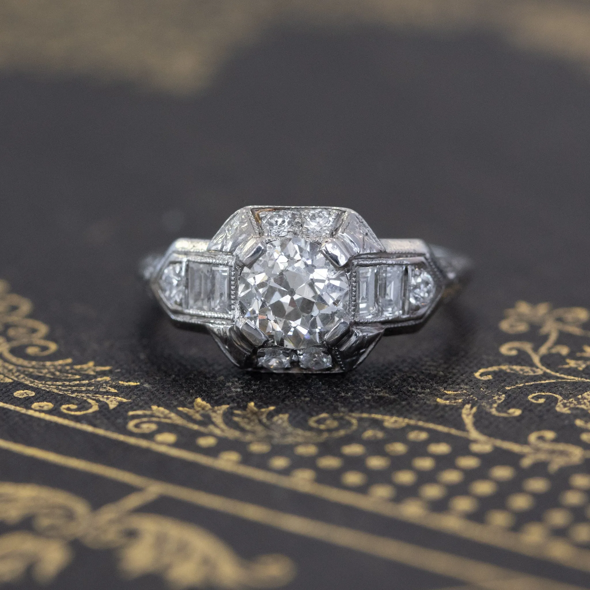 1.81ctw Art Deco Old European Cut Diamond Wedding Set