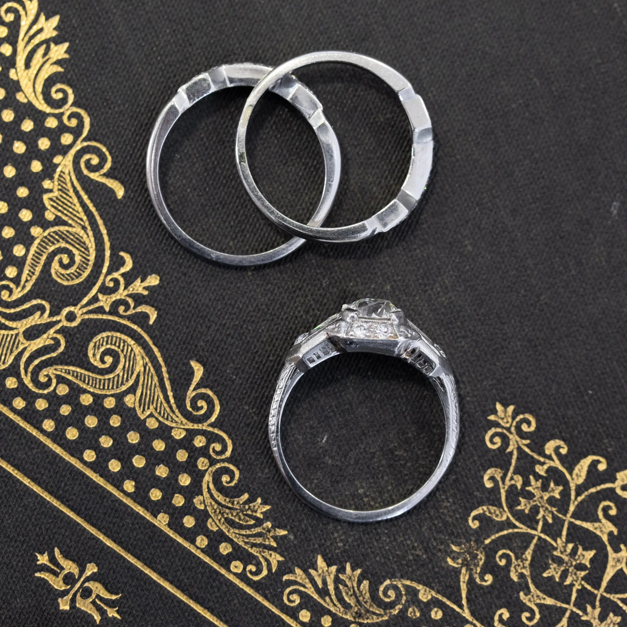 1.81ctw Art Deco Old European Cut Diamond Wedding Set