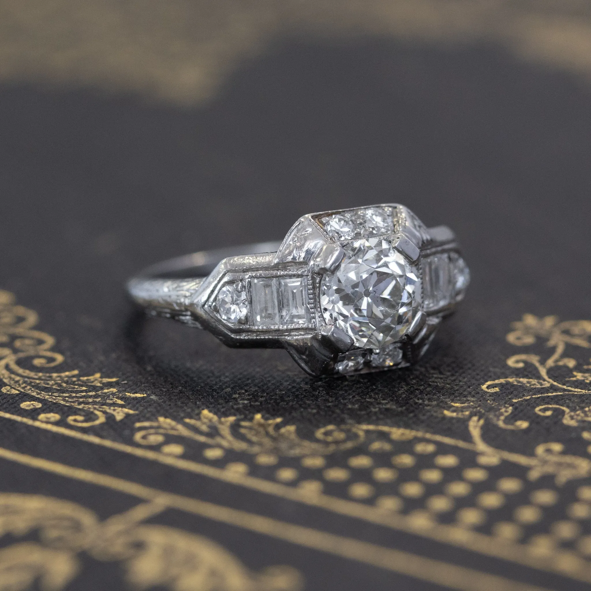 1.81ctw Art Deco Old European Cut Diamond Wedding Set