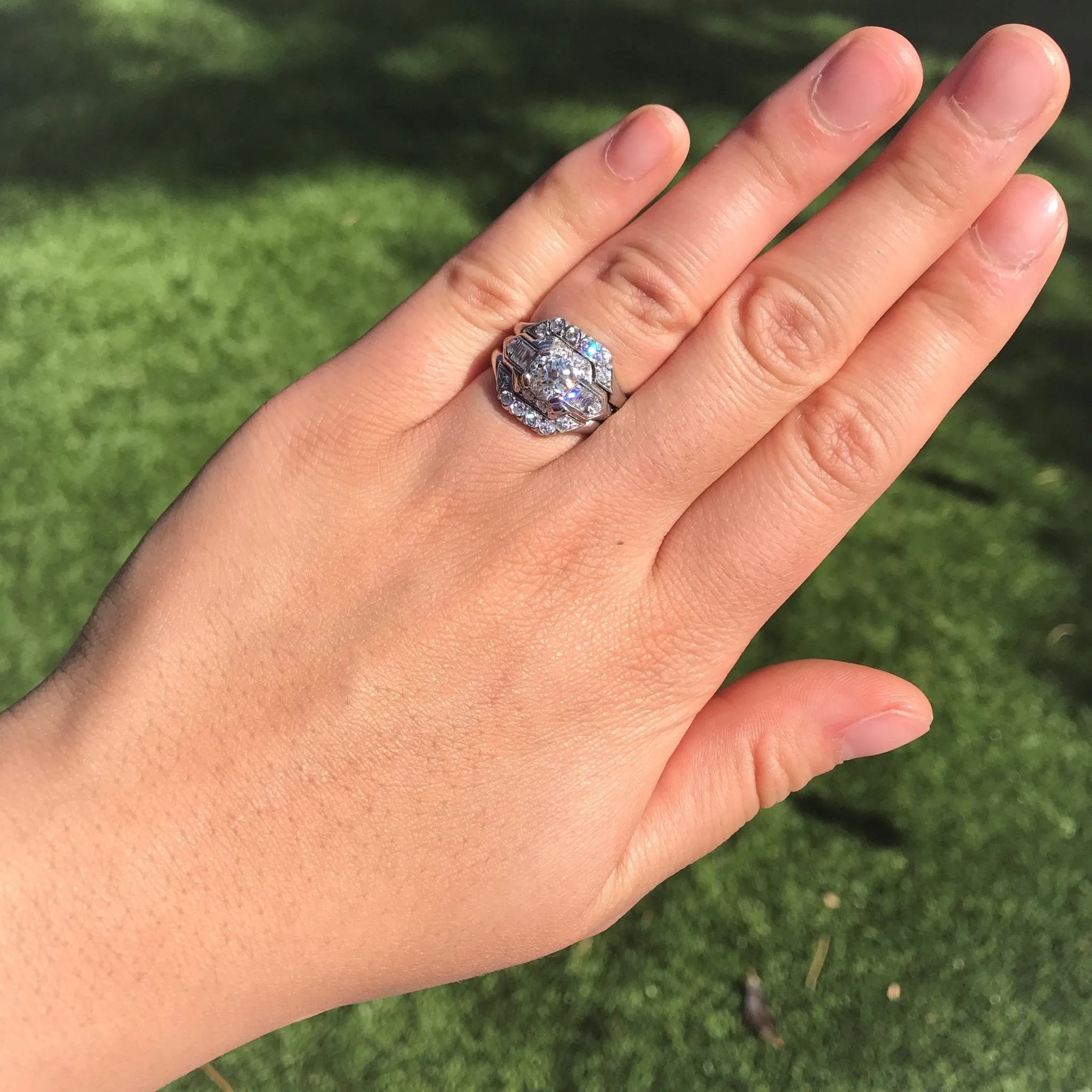 1.81ctw Art Deco Old European Cut Diamond Wedding Set