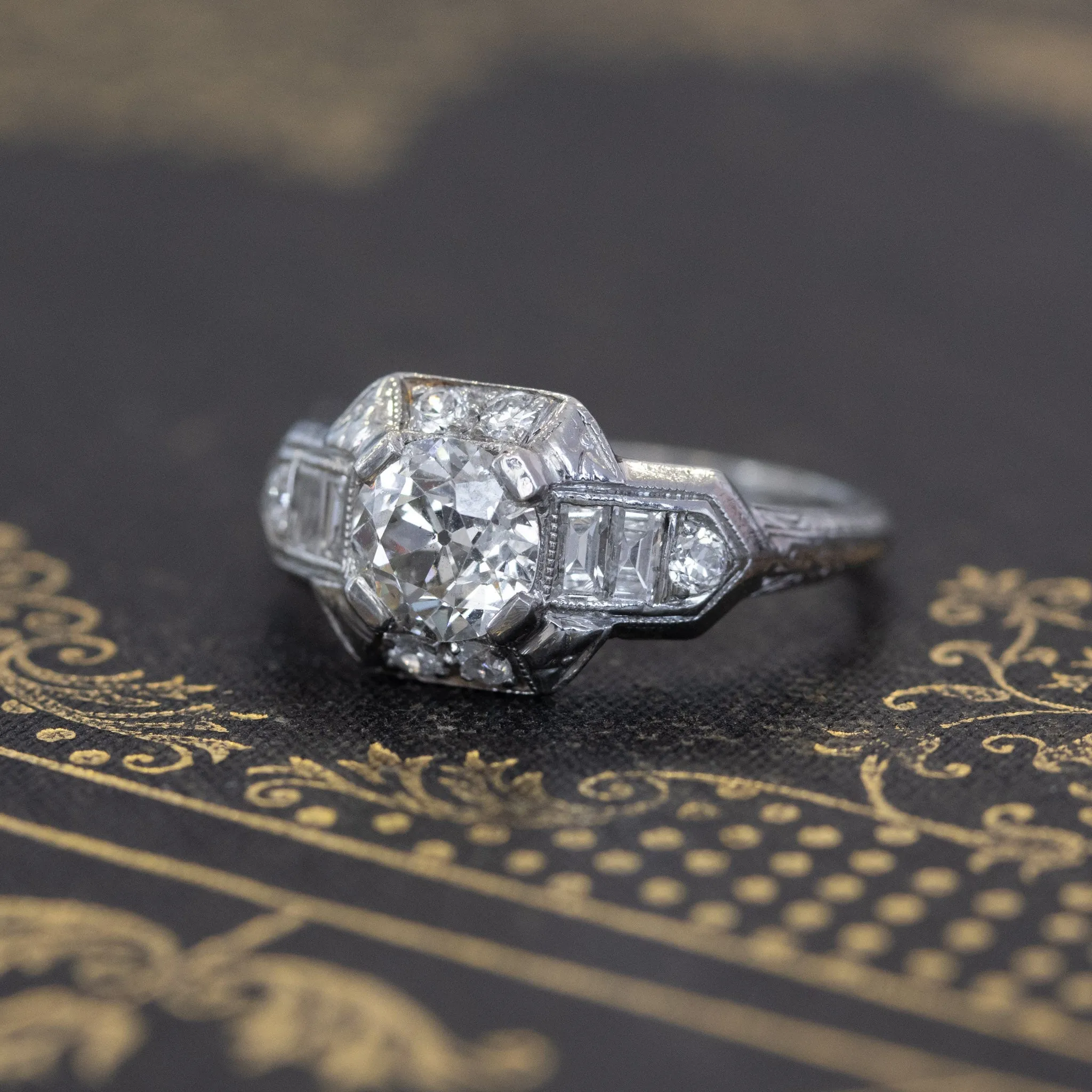 1.81ctw Art Deco Old European Cut Diamond Wedding Set