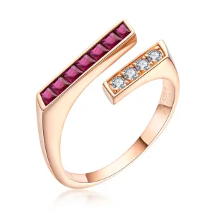 18K Gold Natural Gemstone 0.425ct Ruby 0.567ct Sapphire Open Ring Exclusively Handcrafted 0.106ct/0.108ct Natural Diamond (H-F Color, VS1-VS2 Clarity)