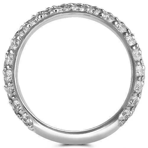 18K Solid White Gold Diamond Wedding Ring Band 3.07 Ctw