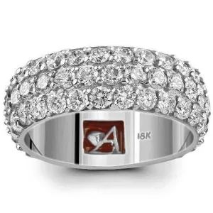 18K Solid White Gold Diamond Wedding Ring Band 3.07 Ctw