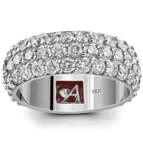 18K Solid White Gold Diamond Wedding Ring Band 3.07 Ctw