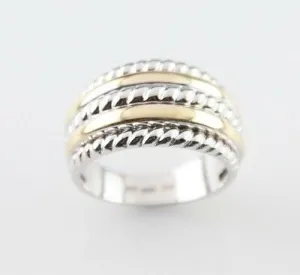 18k Two-Tone Gold Five-Row Ring Size 7 Amazing, Unique Piece!