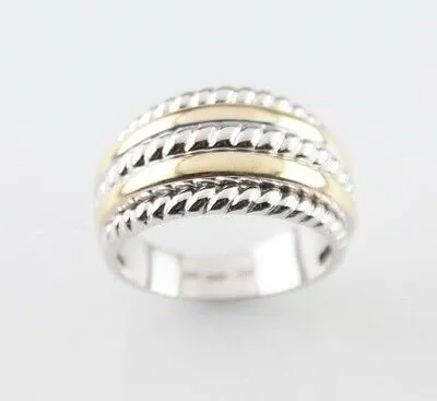 18k Two-Tone Gold Five-Row Ring Size 7 Amazing, Unique Piece!