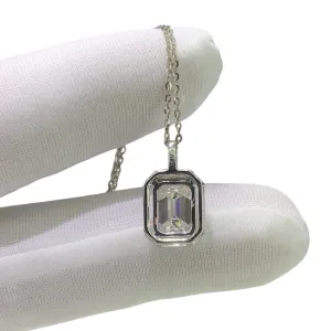 18k White Gold 1.0 Ct Emerald Cut Diamond Necklace