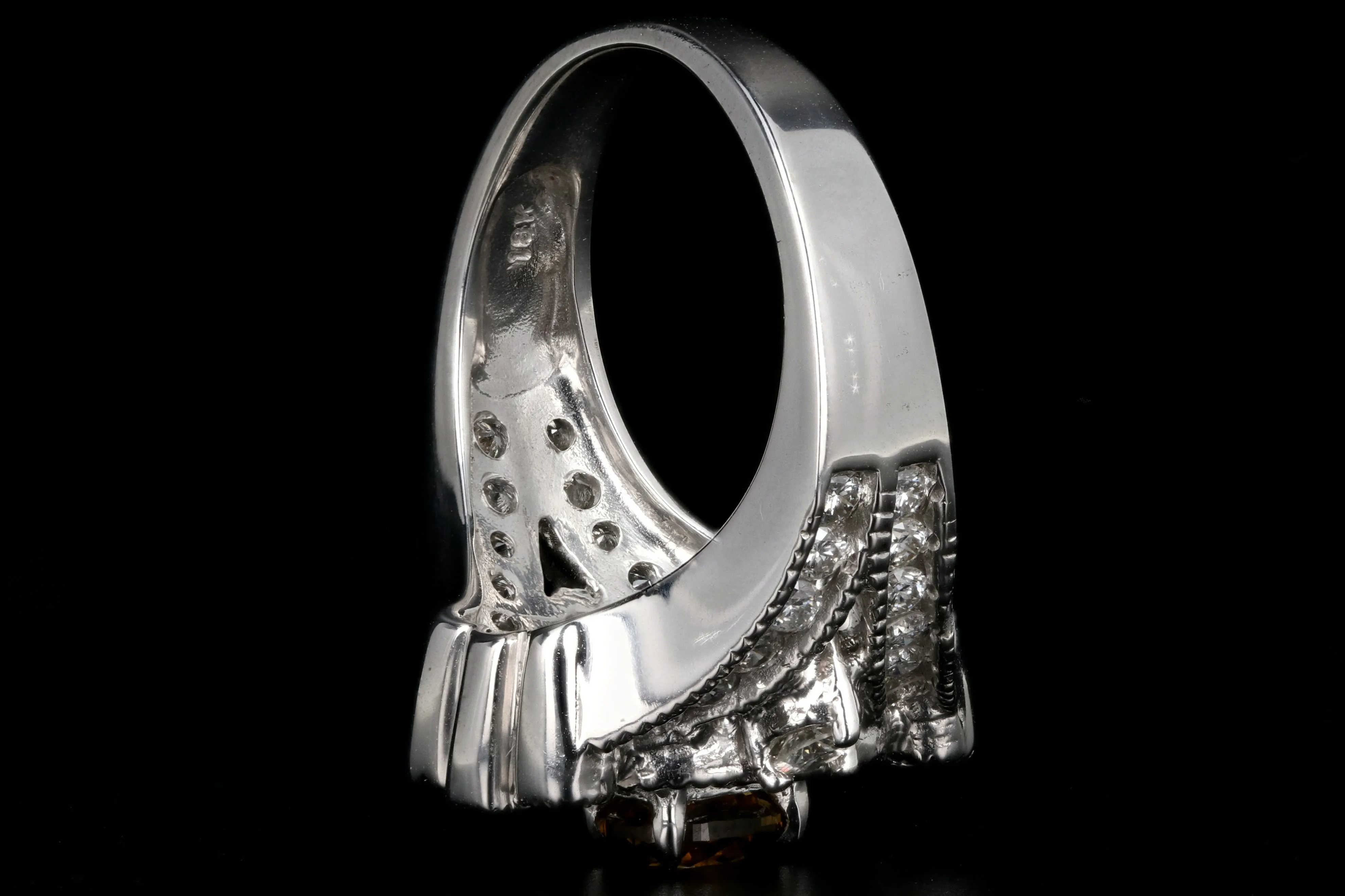 18K White Gold GIA Fancy Deep Orange .65 CT Diamond & White Diamond Cluster Ring