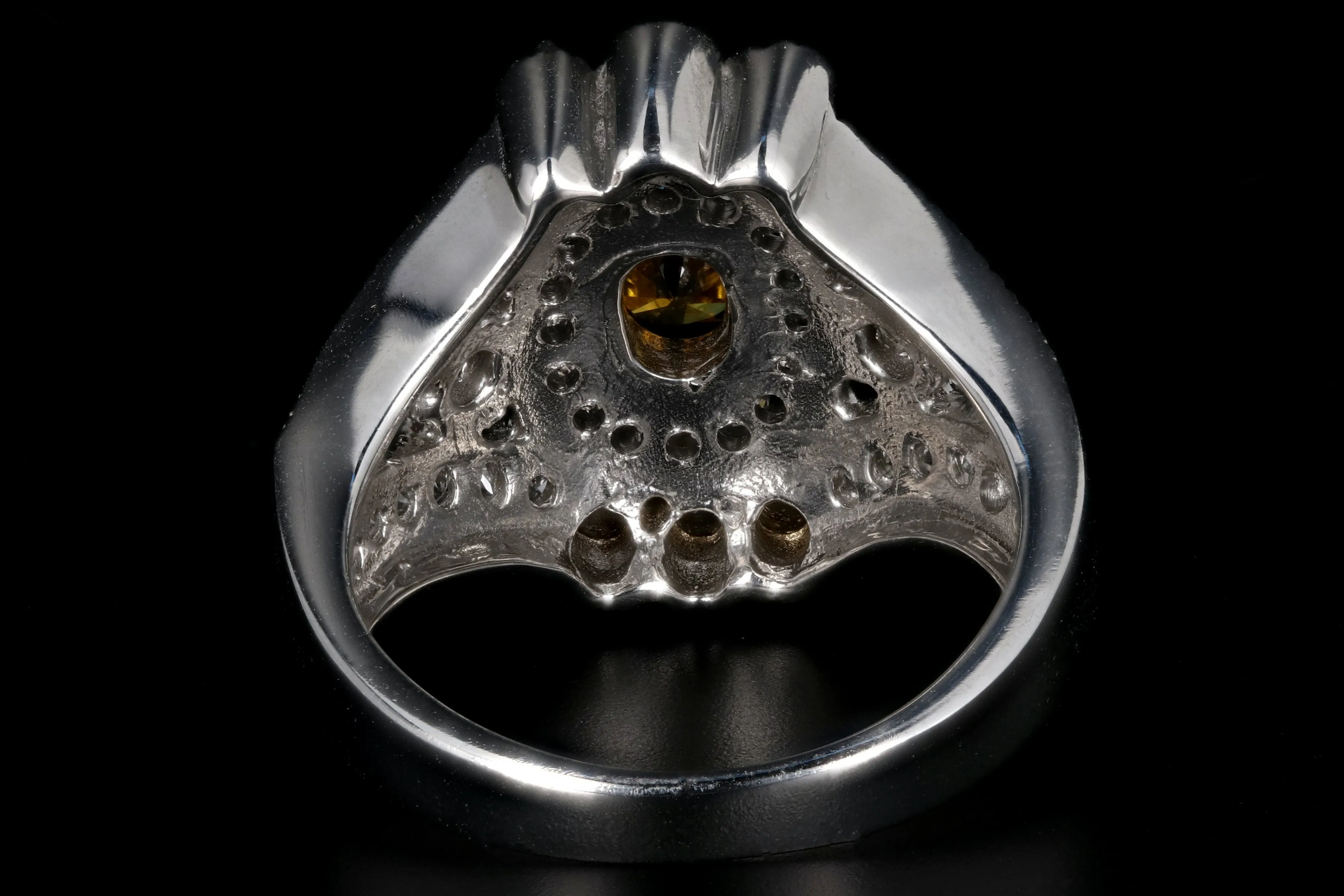 18K White Gold GIA Fancy Deep Orange .65 CT Diamond & White Diamond Cluster Ring