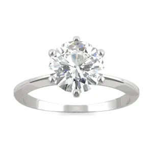 1.90 CTW DEW Round Moissanite Six-Prong Solitaire Engagement Ring in 14K White Gold