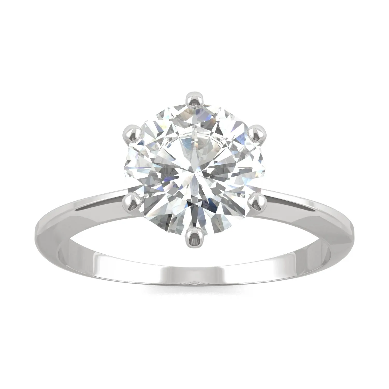 1.90 CTW DEW Round Moissanite Six-Prong Solitaire Engagement Ring in 14K White Gold
