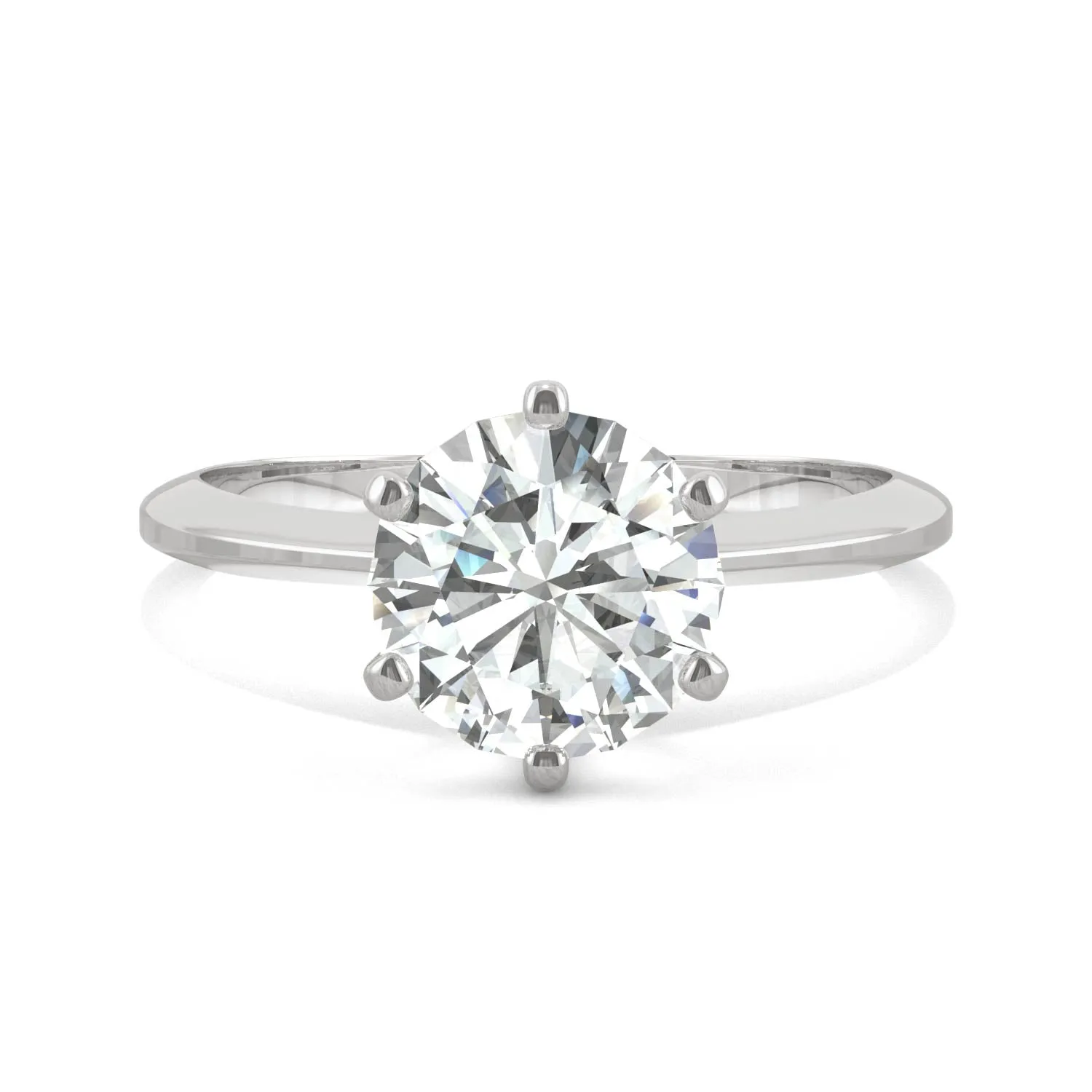 1.90 CTW DEW Round Moissanite Six-Prong Solitaire Engagement Ring in 14K White Gold