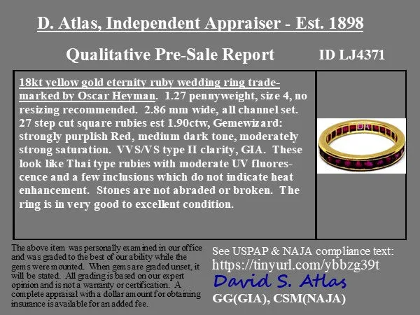 1.90ctw Vintage Ruby Eternity Band, by Oscar Heyman & Brothers