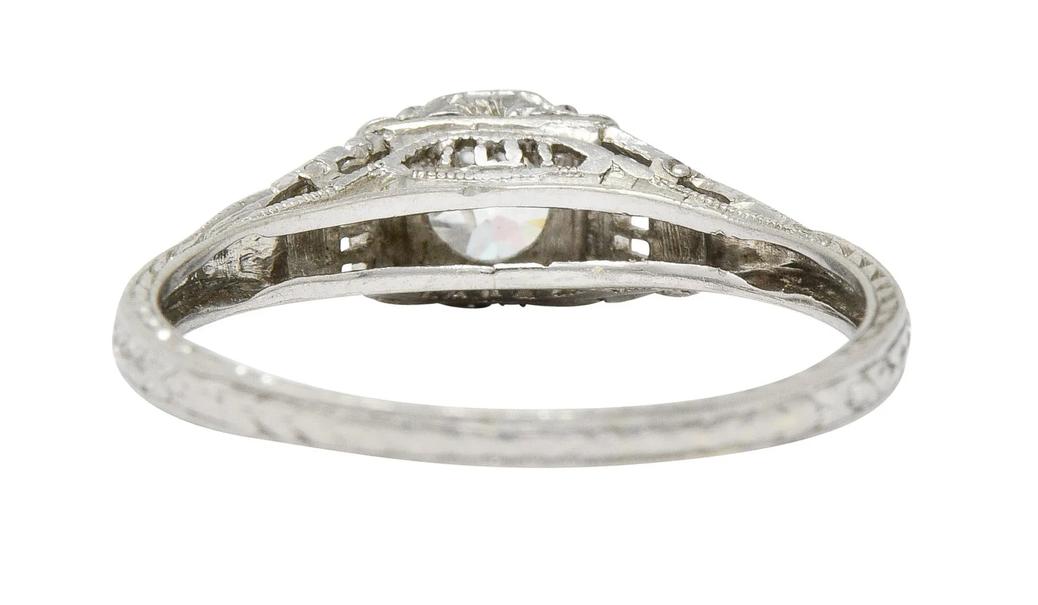 1920's Art Deco 0.38 CTW Old European Diamond Foliate Engagement Ring