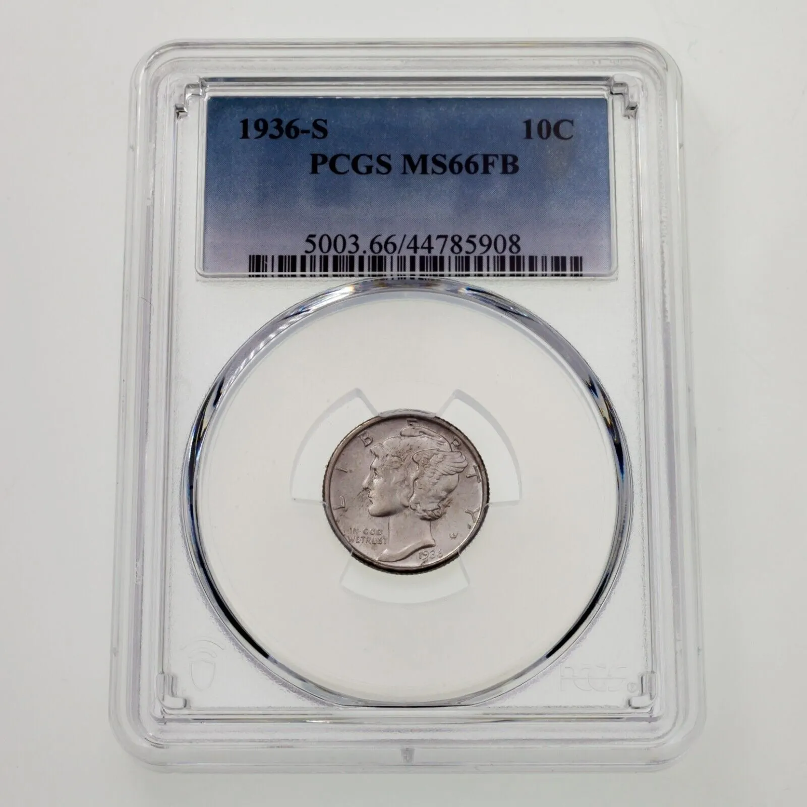 1936-S 10C Mercury Dime Graded by PCGS as MS66FB Full Bands!
