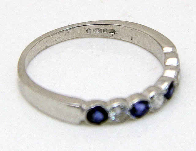 1950s Platinum Sapphire & Diamond Anniversary Band