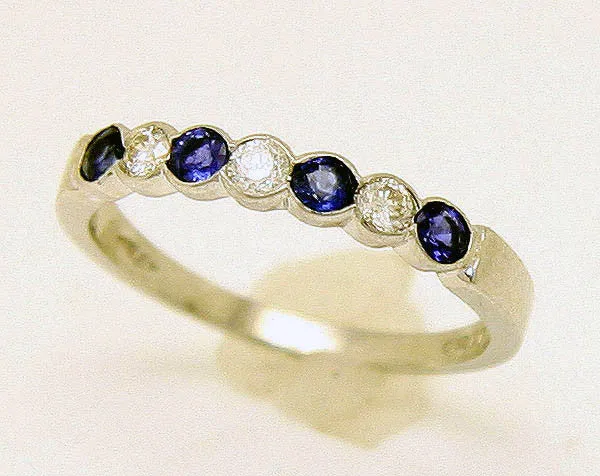 1950s Platinum Sapphire & Diamond Anniversary Band