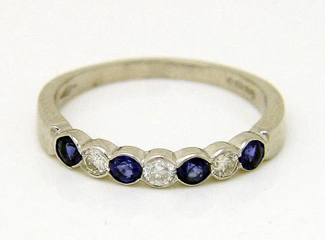 1950s Platinum Sapphire & Diamond Anniversary Band