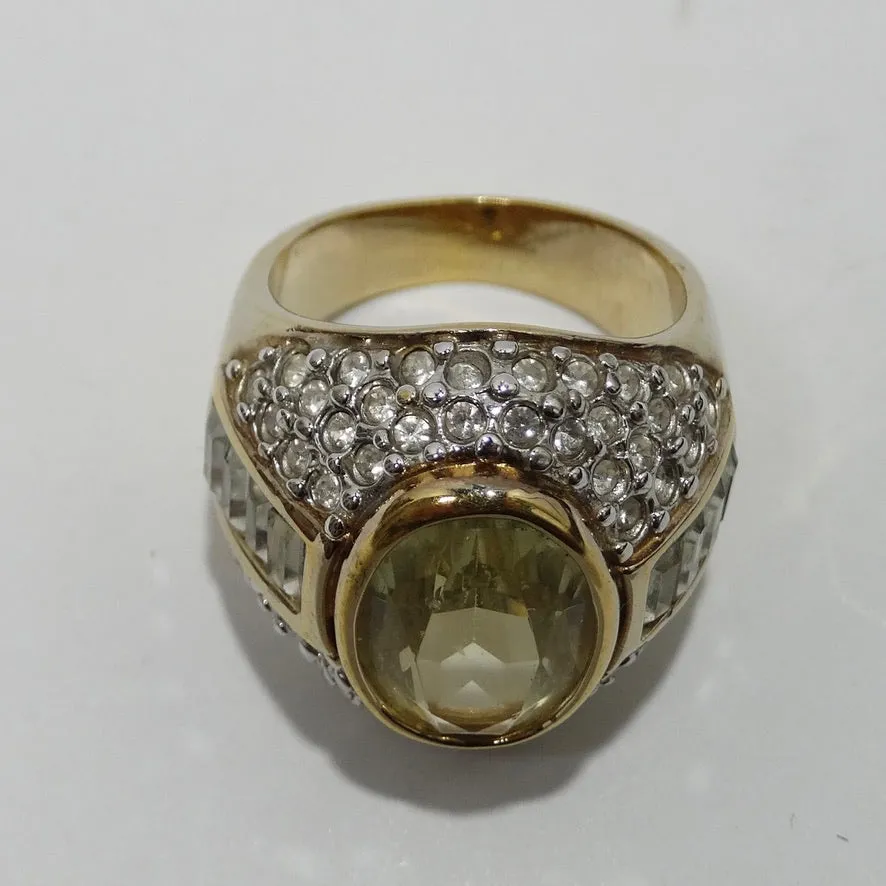 1970 18K Gold Plated Synthetic Citrine Ring